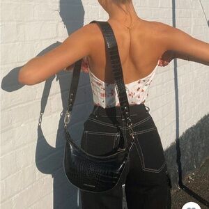 Shoulder cross shoulder strap black crocodile Kaia bag